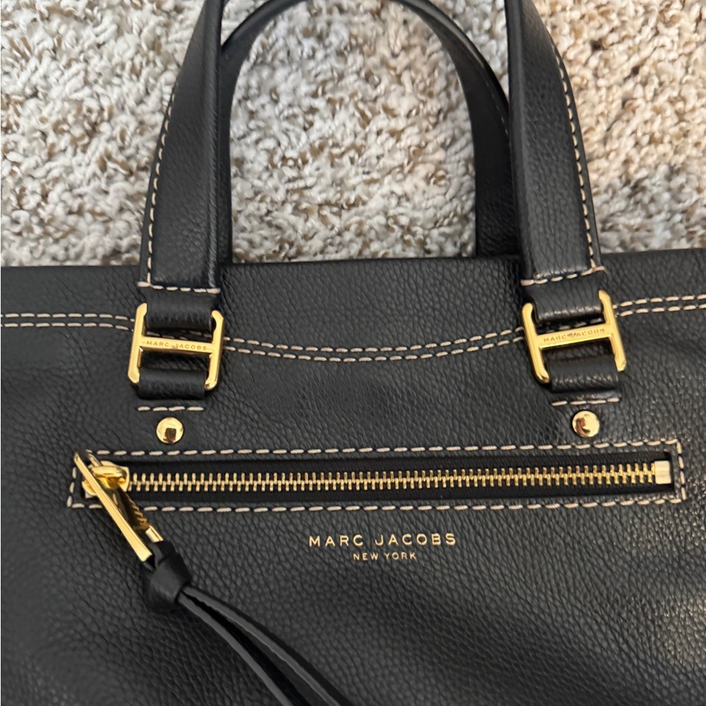 Marc Jacobs Black Satchel with Gold Accents